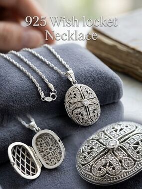 925 Sterling Silver Wish Locket Necklace - Silver
